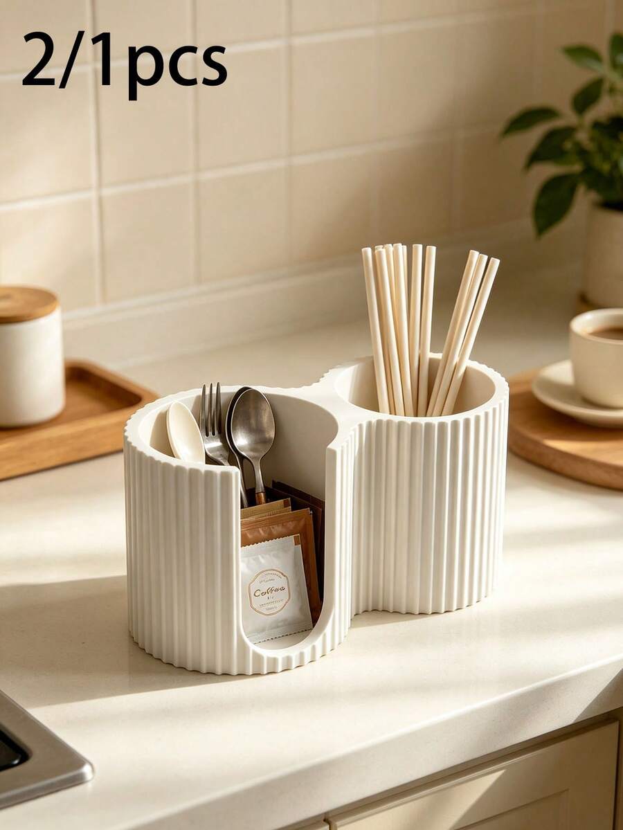Minimalist Striped Cosmetic Storage Box, Creative Cotton Swab Holder, 2-In-1 Bathroom Cotton Swab Box, Countertop Organizer, Bedroom Vanity Decor, Mother's Day Gift For Her, Modern Cream Style Housewarming Gift