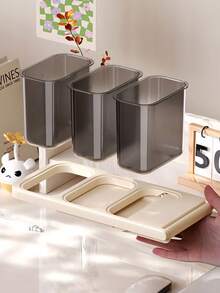 Bowknot 3‑Tier Slanted Makeup Brush Holder, Dust‑Proof Large Capacity Desktop Cosmetic Organizer, Portable Travel Storage Box For Lipstick Pens Markers, Brushes Not Included,Suitable For Desk, Office, Craft Room - Multi-Functional Storage Box - Multicolor - View 8
