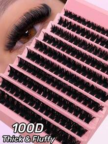 Thick Voluminous Natural Soft 30D-100D Individual Lash Extensions 8-16mm Mixed 0.07mm D Ultra Lightweight 10 Rows 200 Clusters Single Cluster 3D Effect Long Lasting DIY Handmade False Eyelashes - D - View 4