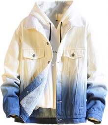 Men Plus Size Denim Jackets - Black - View 1