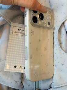 Cream White Minimalist Fashion Star Pattern Phone Case Compatible With Iphone 18 Pro Max, 18, 17, 16, 18 Pro, 17 Pro, 15, Women's New Style, Premium Feel, Unique Personalized, Shockproof Protective Cover - White - View 6