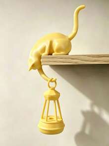 Cat Shelf Hook With Vintage Lantern, Bookshelf Decor, Cat With Lantern Shelf Decor, Whimsical Cat Shelf Accent For Bookcases &Reading Nooks A Vintage-Style Library Lantern Adds Character Decorative Bookshelf Light For Keys Desk Edge Bookshelf. - Regular Model - View 13