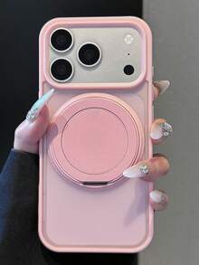 Luxury Matte Skin-Feel 360° Rotating Magnetic Stand Phone Case, Compatible With IPhone 18 Pro Max 18 Pro 17 Pro Max 17 Pro 17 16 Pro Max 16 Pro 16 15 Pro Max 15 Pro 15 14 Pro Max 14 Pro 14 13 Pro Max 13 Pro 13, Shockproof Protective Back Cover - Pink - View 3
