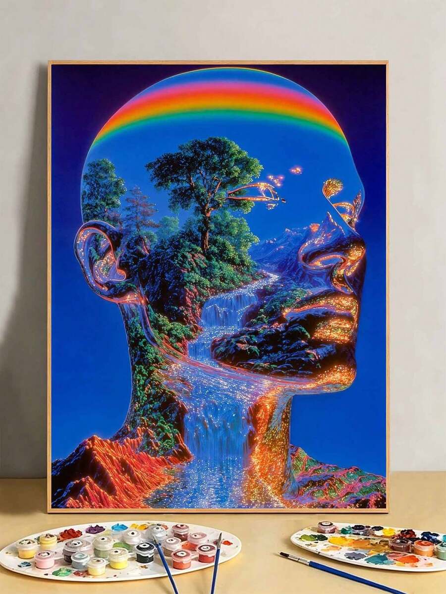 DIY Surreal Landscape Human Head (Frameless 8x12 / 16x20 Inches) Paint By Numbers Kit (Acrylic) Arts & Crafts For Adult Beginners, Relaxing Home Wall Decor, And Unique Creative Holiday Gifts - Sets - View 1