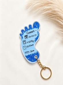 1pc Personalized Footprint Data Acrylic Keychain, Customized Name, Date, Weight, Time & Height Memorial Key Ring, Precious Gift For Parents & Family - Multicolor - View 7