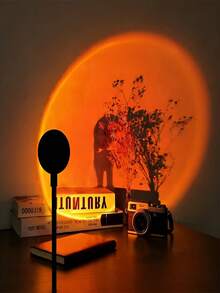 7-Color Adjustable LED Sunset Lamp USB Plug & Play 360° Rotatable Sunset Atmosphere Light Sunset Glow Light Suitable For Walls, Ceilings, Feature Walls, Mini Portable, Perfect For Festivals, Parties And Gatherings - Black - View 5