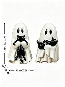 1pc Cute Halloween Ghost-Shaped Black Cat Figurine, Resin Material, Suitable For Multi-Layer Tray Decoration, Beautiful Shelf Display Or Desktop Decor; Also An Ideal Gift For Cat Lovers, Desktop Accessory, Desktop Ornament, Halloween - Multiple Styles - View 9