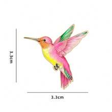 1pc/4pcs Healing Style Creative Colorful Hummingbird Alloy Exquisite Lively Backpack Pin Brooch Enamel Printed Bird Badge Gift - Multicolor - View 15