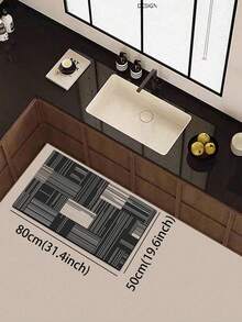 1pc Modern Geometric Patchwork Line Pattern 3.5mm Cuttable Kitchen Rug, Absorbent And Wear-Resistant, Suitable For Entrance Mat, Indoor/Outdoor Door Mat, Kitchen, Bathroom, Living Room, Hallway, Garden, Bathroom Mat - Multicolor - View 16