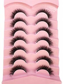 New 7 Pairs Natural Slim 3D Mink False Eyelashes 5D Fluffy Eyelash Makeup Set Mink Eyelash Extensions Short Strip False Eyelashes - Multicolor - View 7