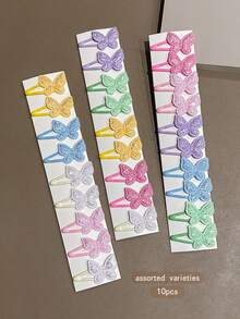 10pcs Random Color Butterfly Hair Clips, Sweet Style Hair Accessories For Daily Wear - Multicolor - View 3