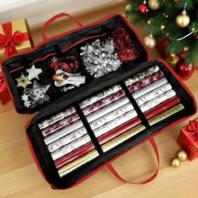 Christmas Gift Packaging Storage Box With Storage Function - Large Capacity Plastic Storage Bin With Lid, 32.28x13.39x5.12 Inches, With Lid And Label Compartments, For Packaging, Gift Wrapping Storage - Multicolor - View 7
