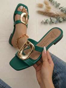 Women Flat Sandals - Green - View 1
