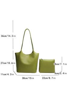 Large Capacity Women's Fashion Versatile Casual Minimalist Commuter Shoulder Tote Bag - Green - View 3