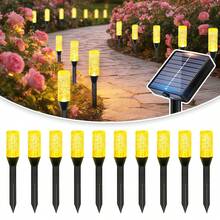 Vintage Cracked Glass Solar Stake Lights, Romantic Warm Light Pathway String Lights, Waterproof Fairy Style Outdoor Decoration, Suitable For Garden Walkway, Flower Courtyard Night Scene - Black - View 6