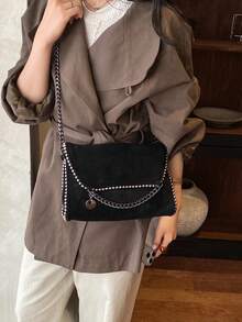 Women's Fashion New Solid Color Rivet Mini Shoulder Crossbody Bag Niche Design Wallet - Black - View 6