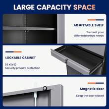 Tall Metal Garage Storage Cabinet With Lockable, 1 Drawer & Adjustable Shelves, 71 Inch Heavy‑Duty Storage Cabinet Garage Warehouse, Black - GrayBlack - View 5