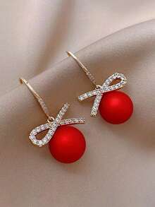 1 Pair Spherical Pendant Women'S Earrings, Suitable For Daily, Vacation, And Leisure Wear, Casual And Versatile - Red - View 1