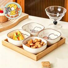 TOM AND JERRY. 1pc Official Authentic Super Cute Ceramic Small Square Bowl, Thickened Heat-Resistant Seasoning Dish, Long-Lasting Non-Fading Underglaze Color, Multi-Purpose Bowl For Snacks / Side Dishes / Dipping Sauces - Multicolor - View 2
