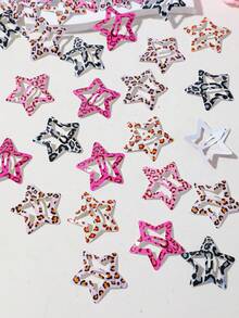 60/20/5pcs Girls Sweet Cool Pink Leopard Print Bangs Clips BB Clips Bow Hair Clips Hair Accessories High Elasticity Durable Non-Damaging Hair Ties Hair Ropes Sweet Versatile Daily Use - Multicolor - View 2