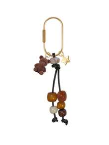 Bohemian Beaded Bag Charm, Vintage Beaded Keychain, Cute Bear & Star Pendant, Tassel Bag Charm, Brown Tone Bag Accessory, Neutral Style Wallet Charm, Handbag Accessory, Suitable For Keys, Wallets, Handbags, Fashionista Essential, Gift For Women, Lovers, Family, Friends, Unique Birthday Gift, Holiday Gift, Party Gift, Travel Gift - Multicolor - View 18