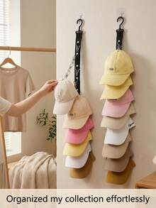 1pc Multi-Functional Baseball Cap Storage Rack (Includes 8 Clips), Foldable Hanging Storage Can Hold 8 Hats, Hat Storage, Suitable For Closet And Cabinet Doors, Can Be Hung On Doors Or Walls As A Hat Storage Rack, Christmas Home Decor, Suitable For Baseball Caps, Knit Hats, Swim Caps And Other Types Of Hats, Essential Life Item, Home Supplies, Bathroom Accessories - Multicolor - View 6