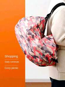 Large Capacity Lightweight Foldable Shopping Bag For Travel Beach Gym Sports Grocery Storage, Waterproof Reusable Adjustable Zipper Tote Bag For Supermarket Shopping Shoulder Handbag Daily Use, Portable Foldable Storage Organizer Bag For Camping - Multicolor - View 7