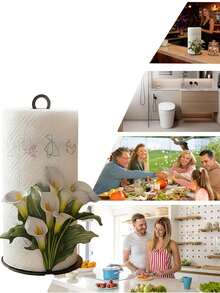 1pc Floral Tissue Box, Tulip And Calla Lily Design, Premium Decorative Tissue Box, No Drilling Required, Surface Mount, Reusable, Suitable For Kitchen, Bathroom And Party - Multicolor - View 8