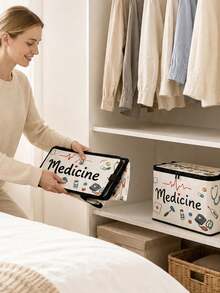 Clothing And Medicine Storage Box With Transparent Storage Bag, Creative TNT Fun Storage Box, Foldable Large Capacity Home Clothes Storage Organizer With Lid, Zipper Storage Box, Quick-Pull Foldable Bag, Blanket Organizer Bag, Bathroom Storage Box, Home Gift, Guest Room Storage, Wardrobe Organizer Box, Household Essential, Moving Day Must-Have, Dorm Storage, Back To School Gift, Perfect Gift - Multicolor - View 7