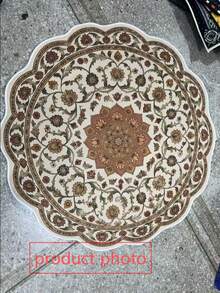1pc French Classical Persian Vine Court Style Petal Autumn/Winter Round Rug, Personalized Aesthetic Style Decorative Carpet - Multicolor - View 4