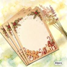 1 Set, Christmas Theme Printed Letter Paper, Suitable For Christmas Message Use, Colorful Cute Christmas Printed Letter Paper - Rectangle - View 3
