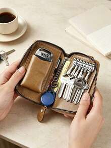 Unisex Multi-Function Key Pouch, Key Ring, Zipper Key Storage Bag, Smart Home Small Key Bag, PU Leather Key Card Holder, Car Key Storage Bag, Car Key Ring, Portable Compact Key Bag, Cute Black Cat Floral Pattern Zipper Key Bag, Multi-Slot Mini Key Bag, Portable Card Storage Bag, Can Store Keys, ID Cards, Bank Cards, Earphones, Etc., Compact And Portable, Suitable For Home, Travel, Car, Daily Commute, Ideal Gift For Birthday, Holiday, Christmas, Thanksgiving, New Year - Multicolor - View 2