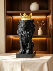 1件裝 皇冠獅王雕像 皇家戴冠獅子擺飾品 現代北歐風動物雕塑 適用於客廳書架、桌面、辦公桌、玄關，優雅家居裝飾中心裝飾禮品 - 彩色 - 查看 6