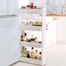 Narrow Mobile Rolling Storage Cart With Sliding Shelves, 3-Tier Rolling Utility Cart, Space-Saving Storage Unit For Kitchen, Bathroom, Bedroom And Office, Slim Portable Organizer, Sturdy Multi-Purpose Rack For Small Spaces And Laundry - View 5