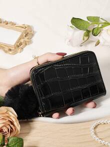 Fashionable Women's Storage Bag, With A Pom-Pom Charm, Credit Card Storage Bag With Multiple Card Slots For Card Storage - Black - View 11