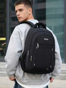 1pc Fashionable Business Backpack With Reflective Strip And Luggage Strap, Multi-Compartment Large Capacity, Unisex, Suitable For School, Commute And Travel - Multicolor - View 11