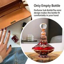 1pc 4ml Middle Eastern Style Enamel Craft Vintage Line Pattern Fragrance Essential Oil Refillable Bottle, Reusable Portable Cosmetic Container, Elegant Fragrance Storage Bottle, Exquisite Decoration, High-End Texture, Glass And Metal Material, Durable And Wear-Resistant, Easy To Carry, Good Sealing Performance, No Leakage Even When Upside Down (Empty Bottle Only) - View 8