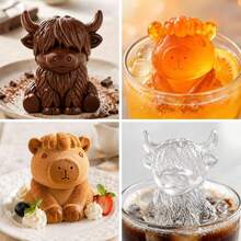 New Cute 3D Highland Cow&Capybara Ice Cube Mold, Multi-Functional Home Chocolate Mold. Refrigerator Ice Tray, Suitable For Home, Bar, Club, Whiskey, Party And Gift - Mini Highland Cow Ice Cube Mold, Kitchen Accessory, Home Supplies, Baking - Multicolor - View 4
