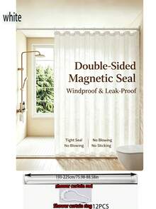 Adjustable And Foldable All-In-One Shower Rod, Waterproof Shower Curtain Set, Bathroom Accessories, Patio, Curtain, Shower Curtain, Bathroom, Bathroom Accessories, Drying Rack, Multi-Angle Adjustable Design, Suitable For Various Bathroom Layouts - Bathroom Set - View 13