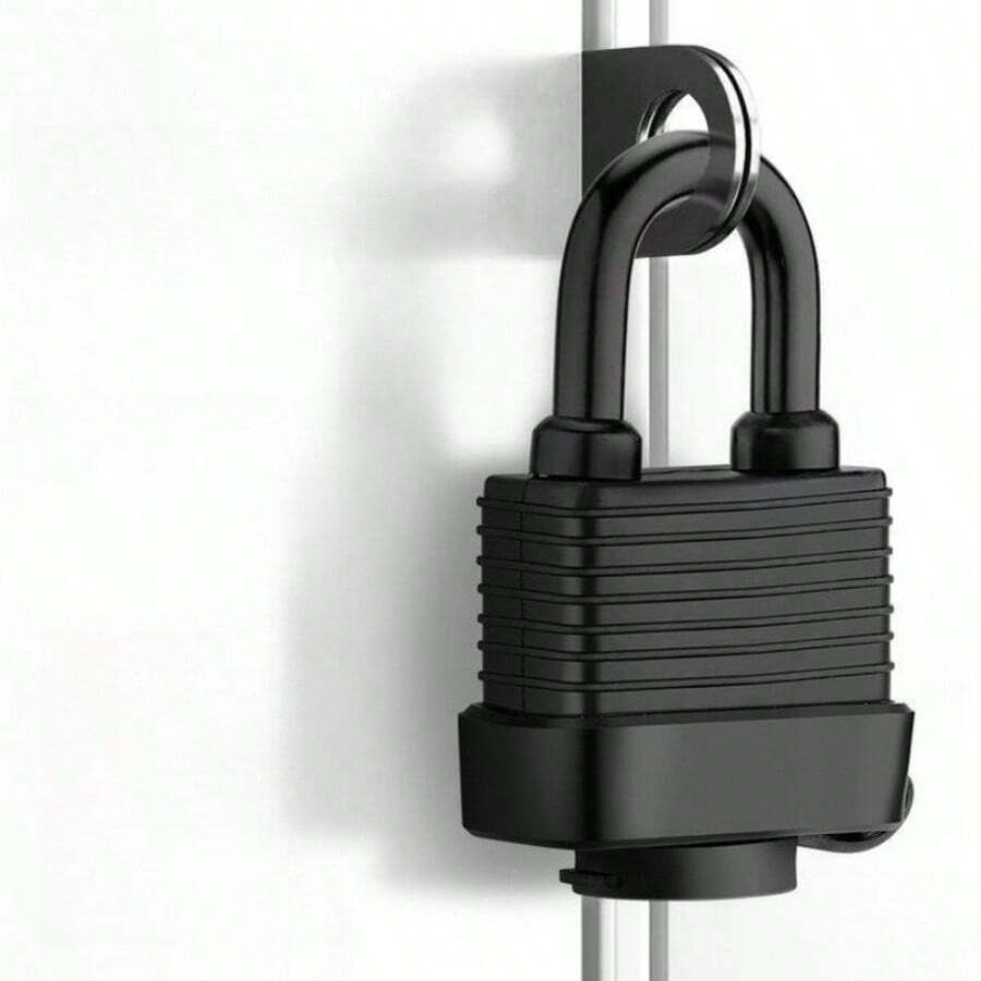1pc Waterproof Long Body Rust-Proof Padlock, Tool Shed Lock, Reinforced Padlock, Fence, Gym Locker, Backyard Gate, Bicycle, Yard - Black - View 1