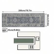 1PC Vintage Distressed Navy Blue Geometric Floral Runner Rug, Persian Faux Cashmere Rectangular Symmetrical Diamond Pattern Machine Washable Long Mat, Suitable For Living Room, Hallway, Corridor, Entryway Home Decor - Multicolor - View 16