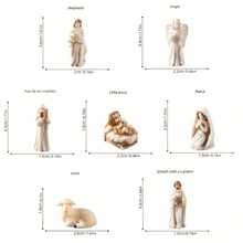 7-Piece Collectible Mini Nativity Scene Set, Includes Joseph And Sheep, Made Of Durable PVC And Resin, Religious Theme Christmas Decoration, Suitable For Home Decor, Religious Display, Showcase Display, Prayer Scene Arrangement - Multicolor - View 8