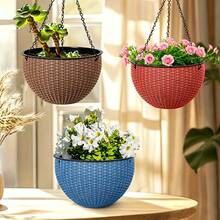 Plastic Woven Hanging Planter Basket Wall-Mounted Hanging Pot For Spider Plant, Pothos, Succulents, Thickened Resin For Balcony - New Model - View 2