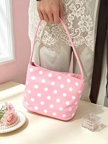 Y2K Style Sweet Polka Dot Mini Bucket Bag, Sweet Mini Bucket Bag, Casual Minimalist Small Tote Bag, Daily Shopping & Shoulder Bag - Multicolor - View 6