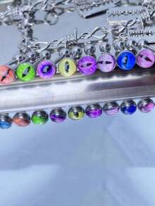 3/5/10pcs Random Color Glow-In-The-Dark Eye Tongue Piercing Rings, Fashionable Personalized Tongue Studs For Women Daily Wear - Multicolor - View 3
