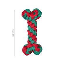 Dog Rope Toy – Bone-Shaped Christmas Theme – Durable Interactive Tug Toy – Suitable For Small To Medium Dogs – Red And Green Color Scheme - Multicolor - View 2