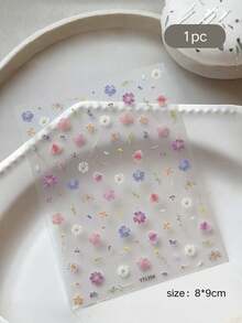 1pc Soft Atmosphere Pink & Purple Floral Face Decoration Sticker, Light-Toned Pink & Purple White Flowers With Delicate Petals, Glue-Free Face Makeup Accessory For Party, Performance, Photography And Facial Styling - Multicolor - View 5