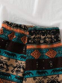 1pc Autumn/Winter 3-7Y Kids Fleece Random Asymmetrical Full Print Long Pants, Suitable For Daily Wear, Outdoor Casual Activities - Multicolor - View 4