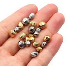 10pcs Stainless Steel Geometric Spcer Bead Charms DIY Jewelry Making Accessories For Necklace Bracelet Crafts Findings - Spacer Beads - View 2