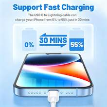 FCV Cable de datos USB C a Lightning Tipo C Carga rápida Compatible con IPhone 14/14 Pro/14 Pro Max/13/13 Pro/12/12 Pro/11/11 Pro/XR/XS/X/8/8 Plus/ - Ver 4